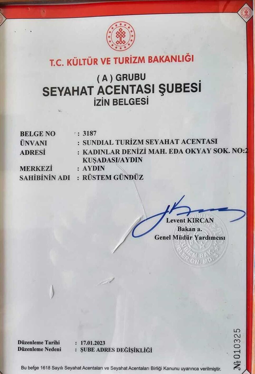 Republic of Türkiye Ministry of Culture & Tourism · Class A Travel Agency Licence